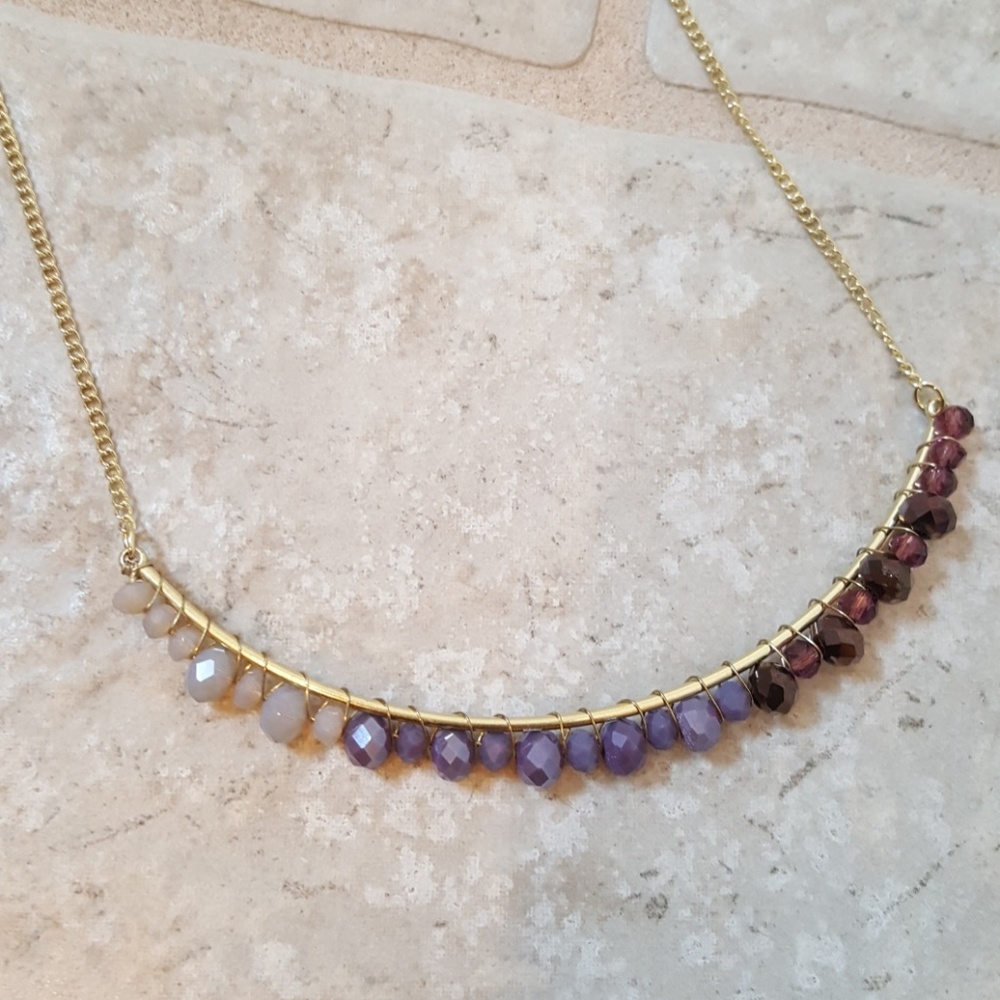 NWT Ann Taylor Goldtone Necklace Ombre Purple
